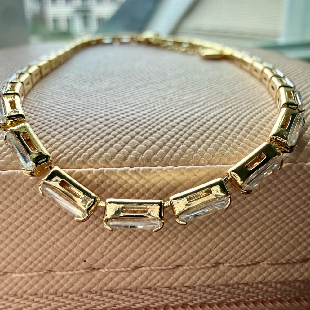 NEW Pretty Bird Jewelry 18k Gold Plated Crystal Link 8-10” bracelet or anklet